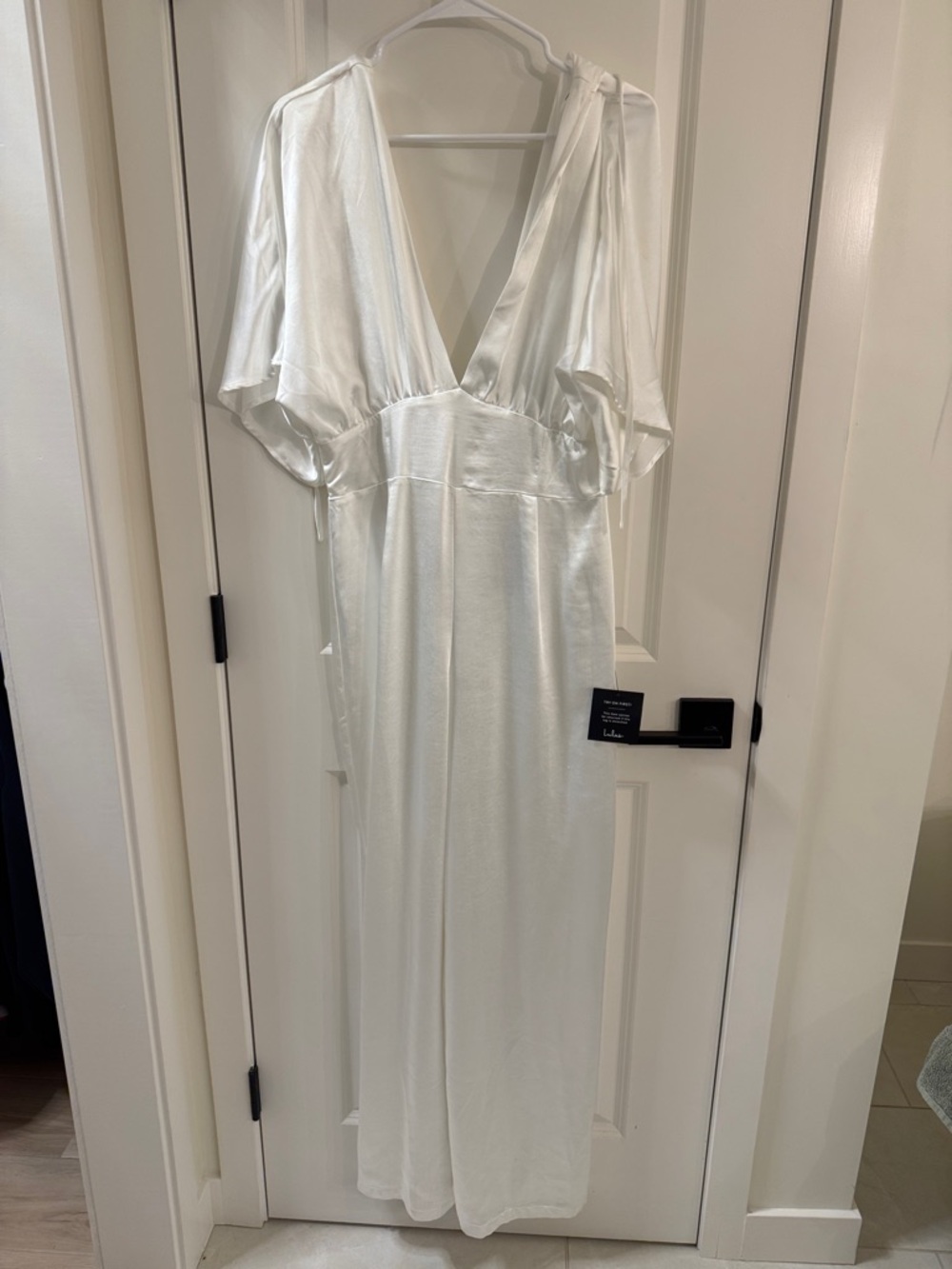 Lulu's Ivory Maxi Dress with Sheer Overlay